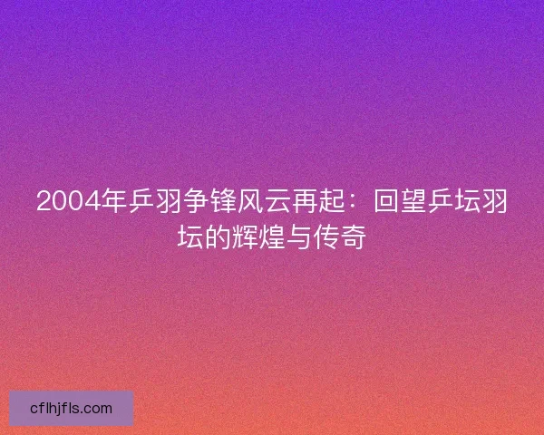 2004年乒羽争锋风云再起：回望乒坛羽坛的辉煌与传奇