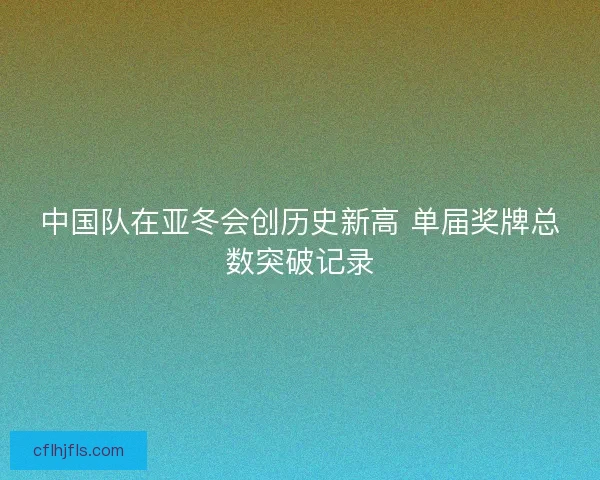 中国队在亚冬会创历史新高 单届奖牌总数突破记录